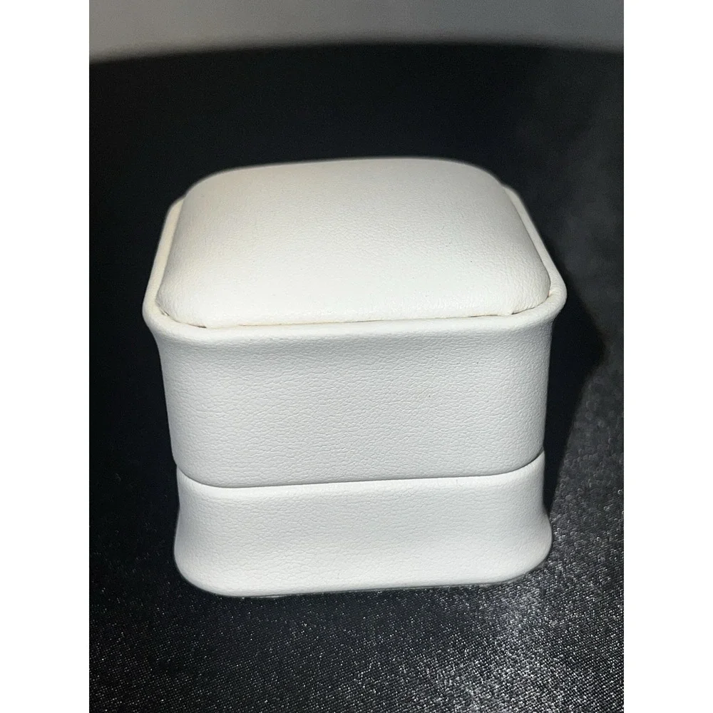 Brand new White Faux Leather Earring Gift Box – Hinged Presentation Box